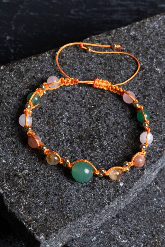 Sertifikalı Doğal Taş Makrome Bileklik -İkizler Burcu - 4