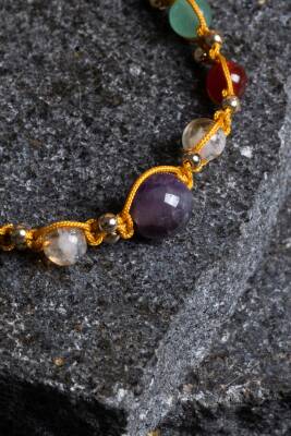 Sertifikalı Doğal Taş Makrome Bileklik-Koç Burcu - 2