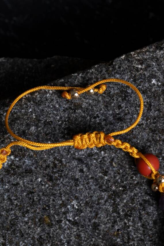 Sertifikalı Doğal Taş Makrome Bileklik-Koç Burcu - 3