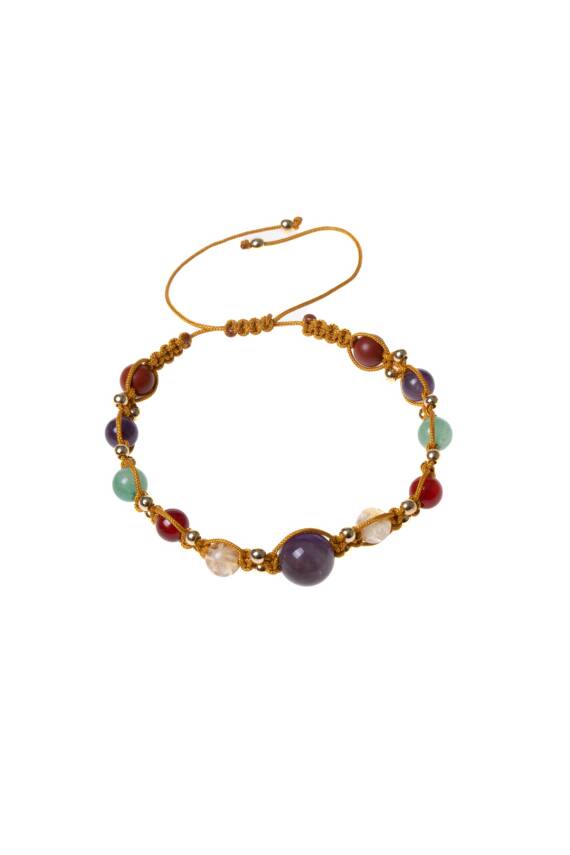 Sertifikalı Doğal Taş Makrome Bileklik-Koç Burcu - 5