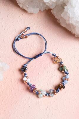 Sertifikalı Doğal Taş Makrome Bileklik-Kova Burcu - Osmanlı Doğal Taş