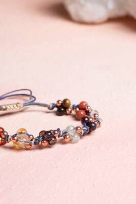 Sertifikalı Doğal Taş Makrome Bileklik-Oğlak Burcu - 3