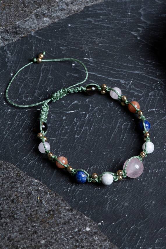 Sertifikalı Doğal Taş Makrome Bileklik-Terazi Burcu - 1