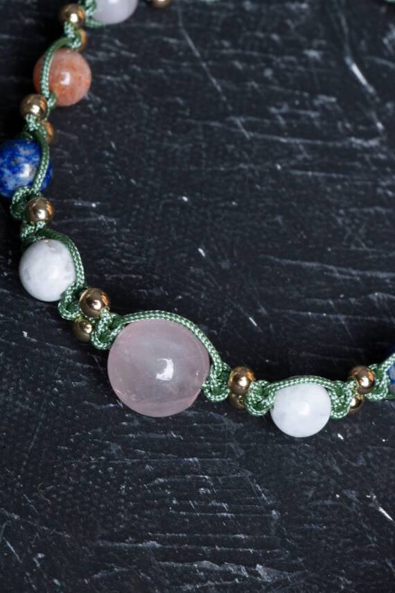 Sertifikalı Doğal Taş Makrome Bileklik-Terazi Burcu - 2