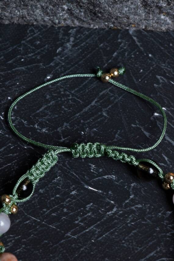 Sertifikalı Doğal Taş Makrome Bileklik-Terazi Burcu - 3