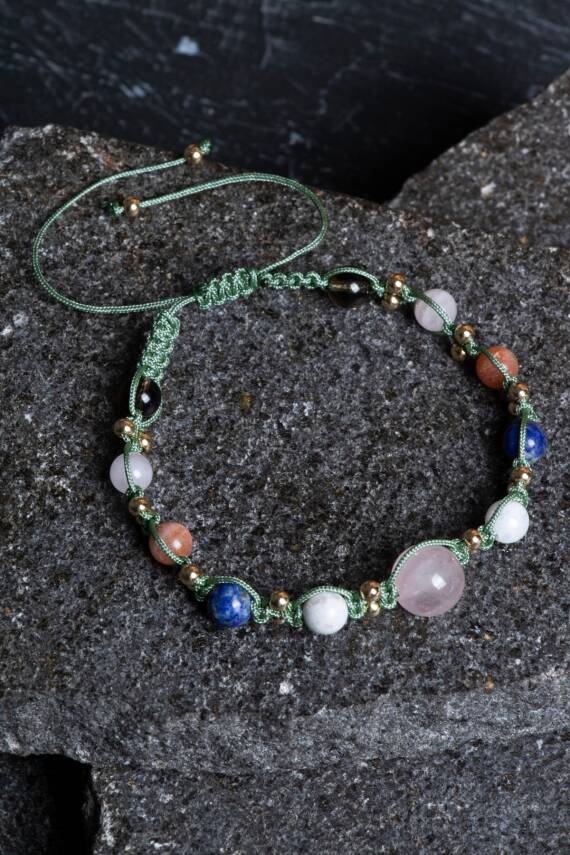 Sertifikalı Doğal Taş Makrome Bileklik-Terazi Burcu - 4