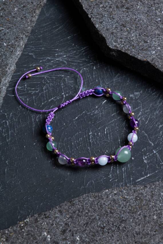 Sertifikalı Doğal Taş Makrome Bileklik-Yay Burcu - 1