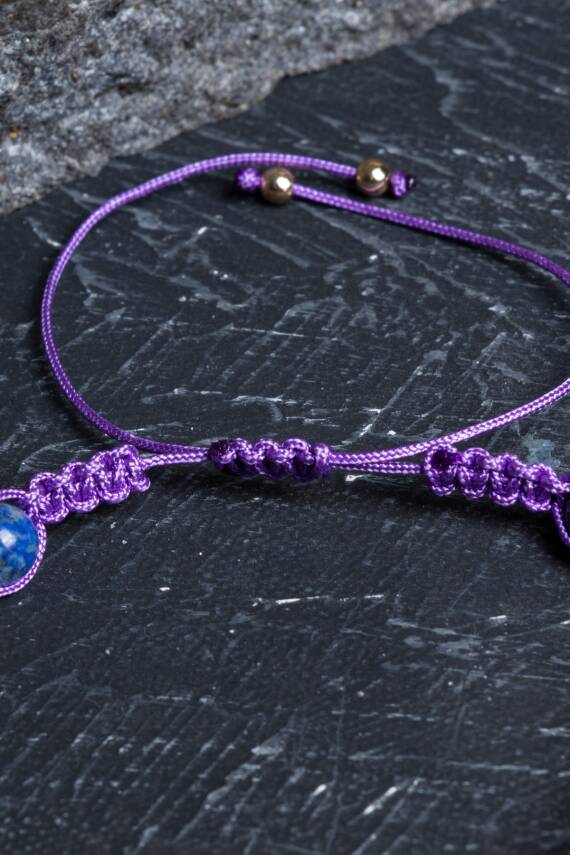 Sertifikalı Doğal Taş Makrome Bileklik-Yay Burcu - 2