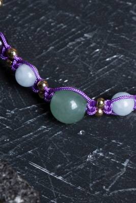 Sertifikalı Doğal Taş Makrome Bileklik-Yay Burcu - 3