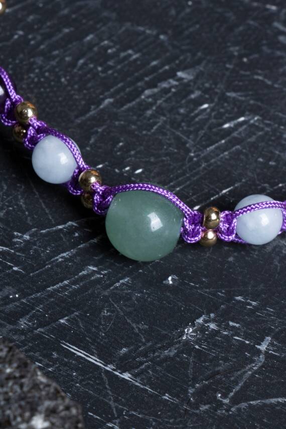 Sertifikalı Doğal Taş Makrome Bileklik-Yay Burcu - 3