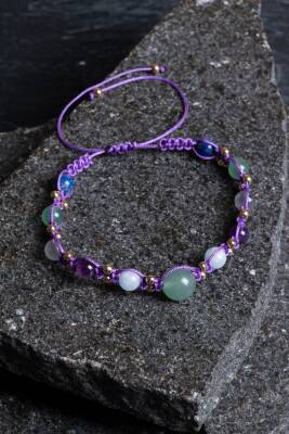 Sertifikalı Doğal Taş Makrome Bileklik-Yay Burcu - 4