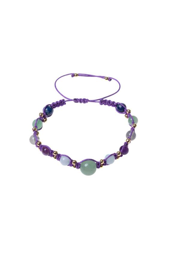 Sertifikalı Doğal Taş Makrome Bileklik-Yay Burcu - 5