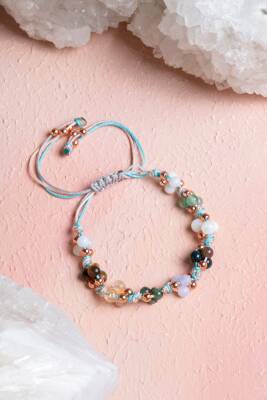 Sertifikalı Doğal Taş Makrome Bileklik-Yengeç Burcu - Osmanlı Doğaltaş