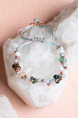 Sertifikalı Doğal Taş Makrome Bileklik-Yengeç Burcu - 2