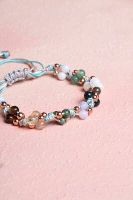 Sertifikalı Doğal Taş Makrome Bileklik-Yengeç Burcu - 3