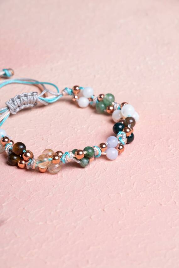 Sertifikalı Doğal Taş Makrome Bileklik-Yengeç Burcu - 3