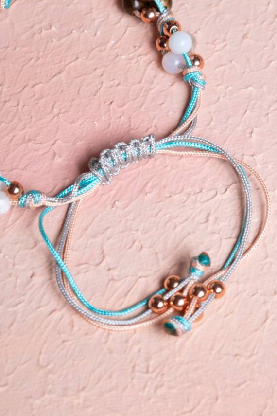 Sertifikalı Doğal Taş Makrome Bileklik-Yengeç Burcu - 4