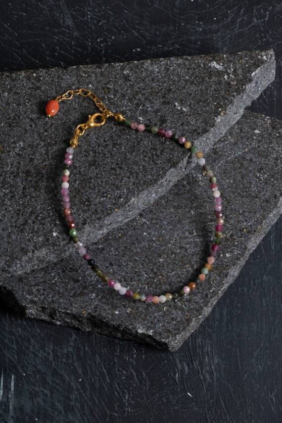 Sertifikalı Doğal Turmalin Taşlı Zarif Halhal - 1