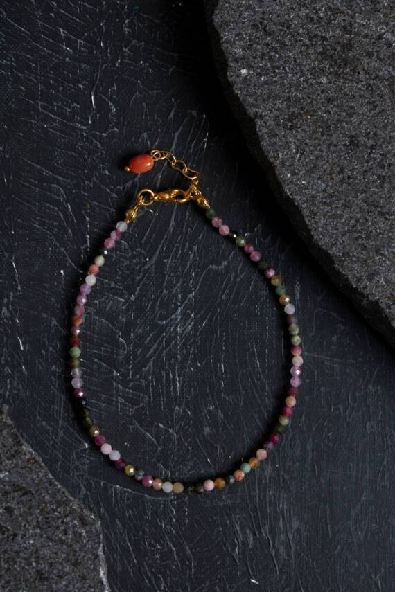 Sertifikalı Doğal Turmalin Taşlı Zarif Halhal - 3