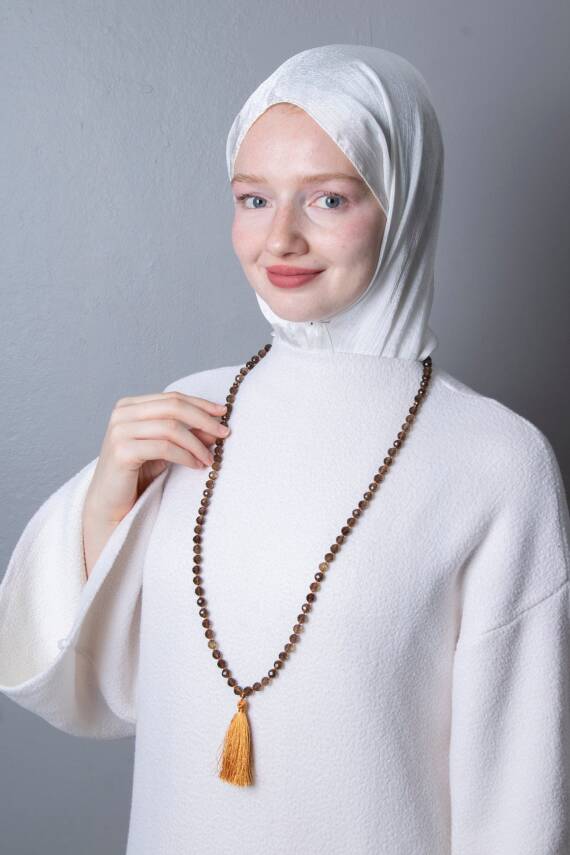 Sertifikalı Dumanlı Kuvars Elmas Kesim Fasetli Doğal Taş Tesbih Kolye 99luk - 8mm (SK:413) - 1