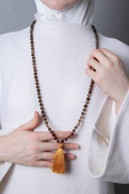 Sertifikalı Dumanlı Kuvars Elmas Kesim Fasetli Doğal Taş Tesbih Kolye 99luk - 8mm (SK:413) - 3