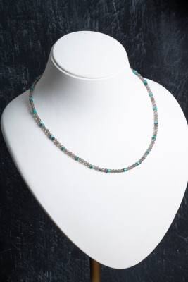 Sertifikalı Dumanlı Kuvars, Turkuaz Doğal Taş Kolye - Osmanlı Doğaltaş