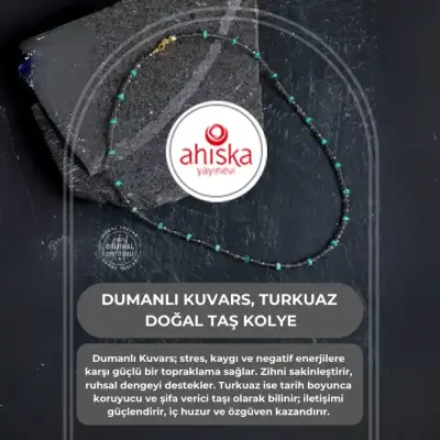 Sertifikalı Dumanlı Kuvars, Turkuaz Doğal Taş Kolye - Doğal Taş (1)