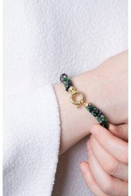 Sertifikalı El İşçiliği Örme Anyolit Gümüş Kapama Bileklik (SK:416) - 2