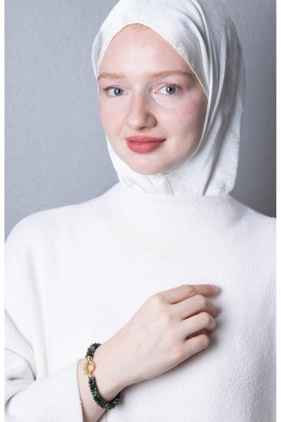 Sertifikalı El İşçiliği Örme Anyolit Gümüş Kapama Bileklik (SK:416) - 3