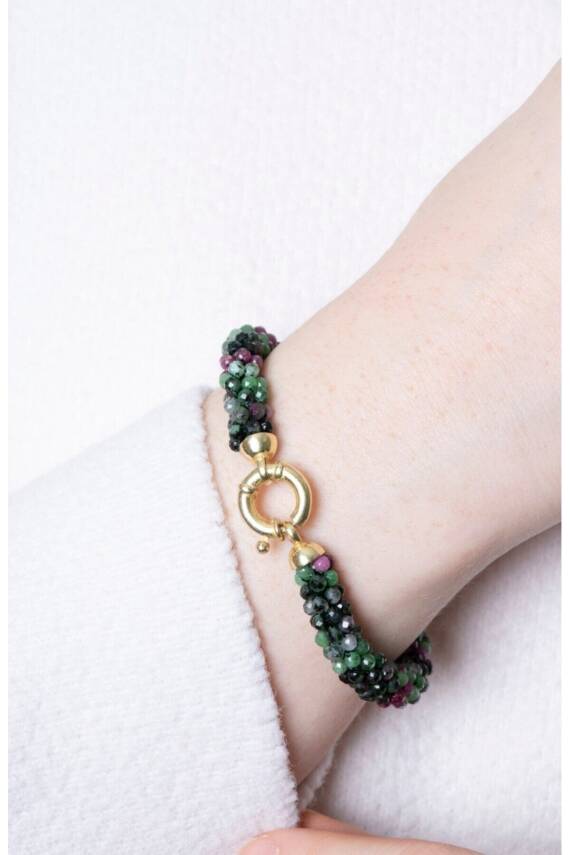 Sertifikalı El İşçiliği Örme Anyolit Gümüş Kapama Bileklik (SK:416) - 4