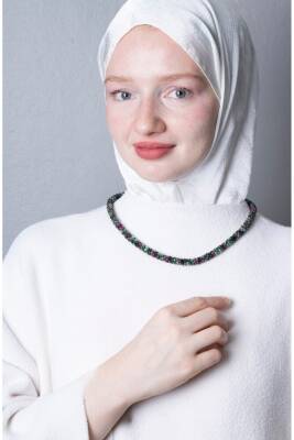 Sertifikalı El İşçiliği Örme Anyolit Gümüş Kapama Kolye (SK:415) - Osmanlı Doğal Taş