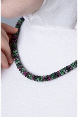 Sertifikalı El İşçiliği Örme Anyolit Gümüş Kapama Kolye (SK:415) - 2