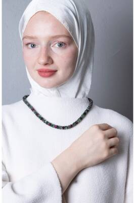 Sertifikalı El İşçiliği Örme Anyolit Gümüş Kapama Kolye (SK:415) - 3