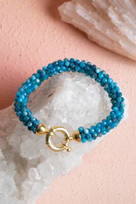 Sertifikalı El İşçiliği Örme Apatit Gümüş Kapama Bileklik (SK:126) - 3