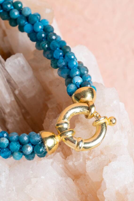 Sertifikalı El İşçiliği Örme Apatit Gümüş Kapama Bileklik (SK:126) - 5