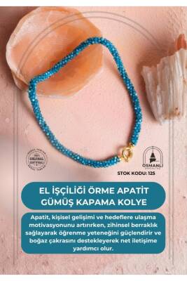 Sertifikalı El İşçiliği Örme Apatit Gümüş Kapama Kolye (SK:125) - Osmanlı Doğal Taş
