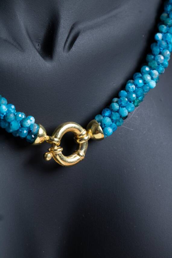 Sertifikalı El İşçiliği Örme Apatit Gümüş Kapama Kolye (SK:125) - 4