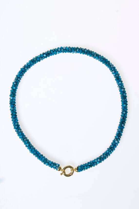 Sertifikalı El İşçiliği Örme Apatit Gümüş Kapama Kolye (SK:125) - 6