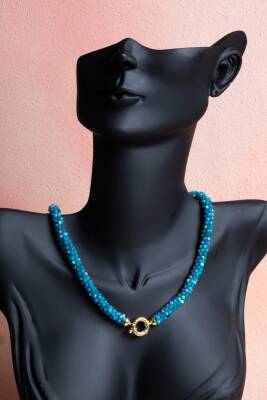 Sertifikalı El İşçiliği Örme Apatit Gümüş Kapama Kolye (SK:125) - 3