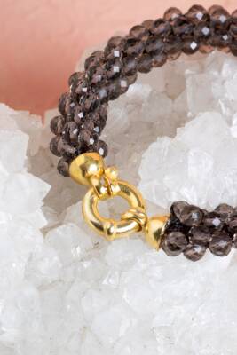 Sertifikalı El İşçiliği Örme Dumanlı Kuvars Gümüş Kapama Bileklik (SK:123) - 4