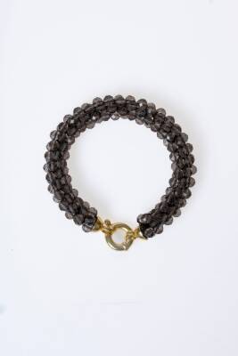 Sertifikalı El İşçiliği Örme Dumanlı Kuvars Gümüş Kapama Bileklik (SK:123) - 6