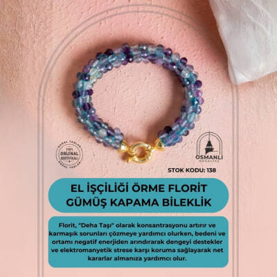 Sertifikalı El İşçiliği Örme Florit Gümüş Kapama Bileklik (SK:138) - 2