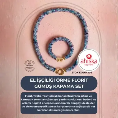 Sertifikalı El İşçiliği Örme Florit Gümüş Kapama Set (SK136) - Doğal Taş (1)