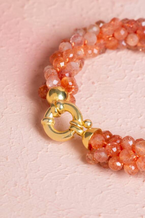 Sertifikalı El İşçiliği Örme Güneş Taşı Gümüş Kapama Bileklik (SK:102) - 5