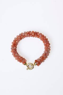 Sertifikalı El İşçiliği Örme Güneş Taşı Gümüş Kapama Bileklik (SK:102) - 6