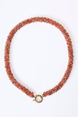 Sertifikalı El İşçiliği Örme Güneş Taşı Gümüş Kapama Kolye (SK:101) - 6