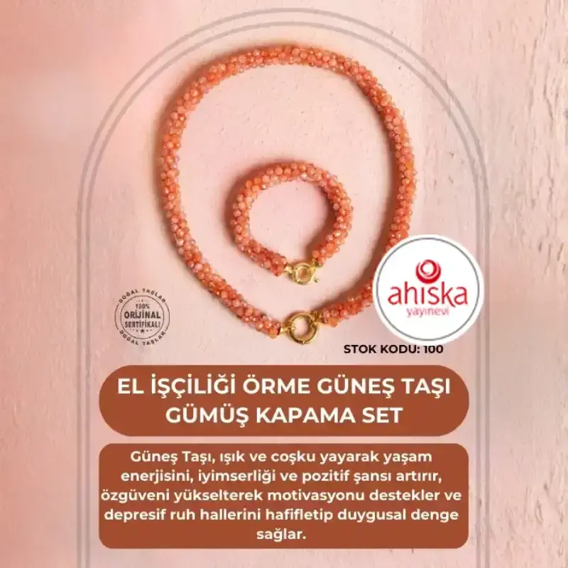 Sertifikalı El İşçiliği Örme Güneş Taşı Gümüş Kapama Set (SK100) - 2
