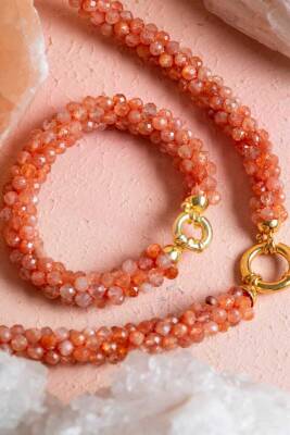 Sertifikalı El İşçiliği Örme Güneş Taşı Gümüş Kapama Set (SK100) - 3