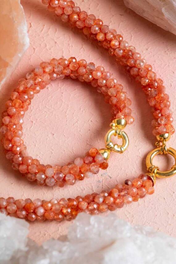 Sertifikalı El İşçiliği Örme Güneş Taşı Gümüş Kapama Set (SK100) - 3