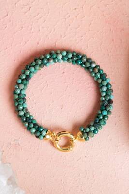 Sertifikalı El İşçiliği Örme Krizokol Gümüş Kapama Bileklik (SK:105) - Osmanlı Doğal Taş